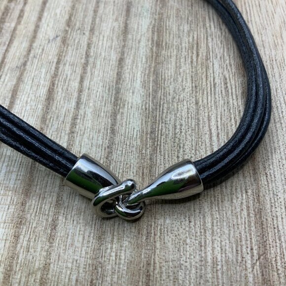 Nine West Cross Silver Tone Multi Strands Leather Necklace - Picture 5 of 6